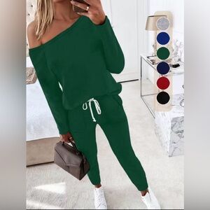 Women's Green Off-Shoulder Jumpsuit
